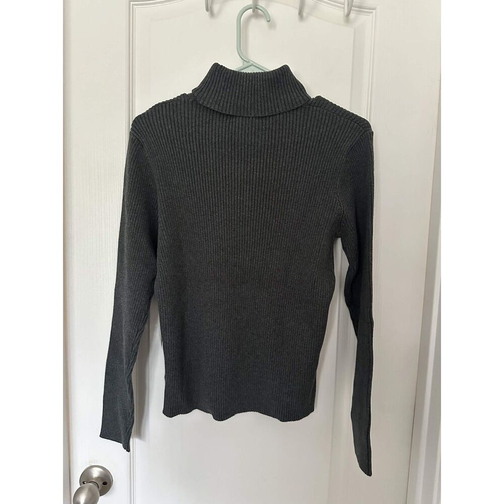 Jones New York Sport Ribbed Turtleneck Sweater NWT Gray Cotton Size M - Picture 5 of 7